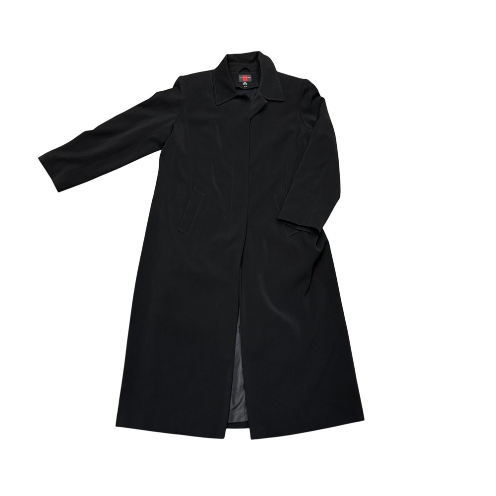 Gallery Womens Black Trench Coat Long Button Front Removable Liner Size 16